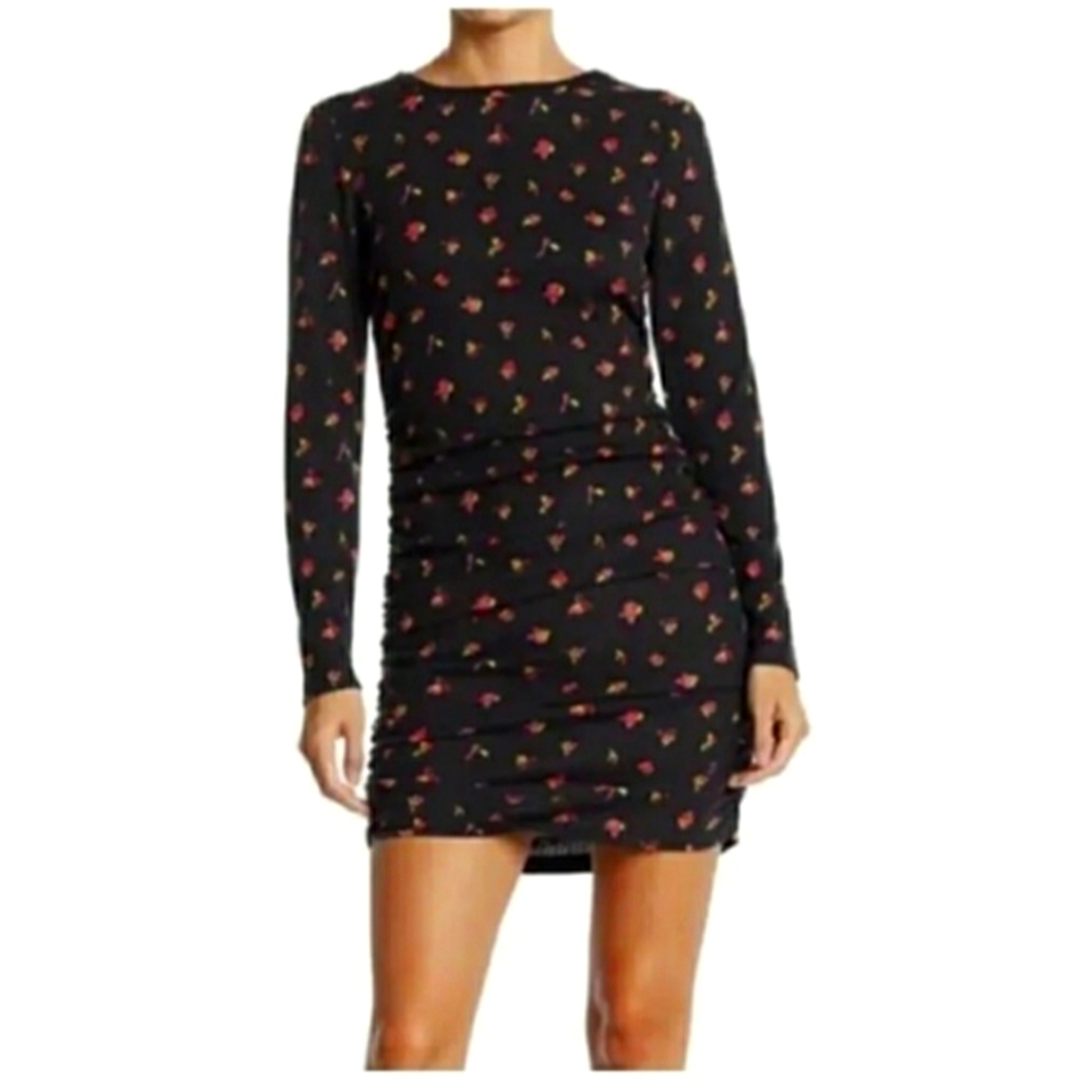 NWT ABOUND Long Sleeve Ruched Sheath Dress In Black